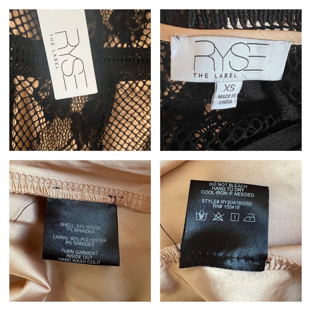 Ryse The Label Samson Black & Nude Lace Overlay Long Sleeve Dress Size XS - Picture 8 of 13